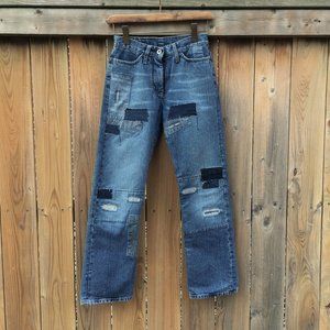 Seal Kay Patchwork Indigo Blue Denim Jeans Straight Leg Fit Womens Size 26 NWOT